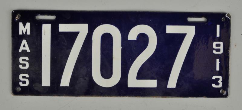 Appraisal: Porcelain Massachusetts License Plate Minor wear and a few chips