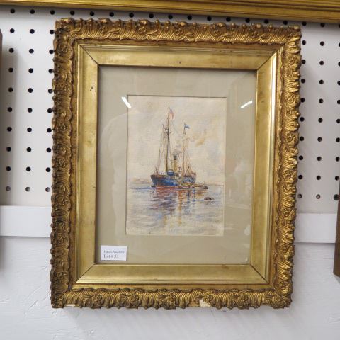 Appraisal: th Century Watercolor of a Sailing Ship image area x