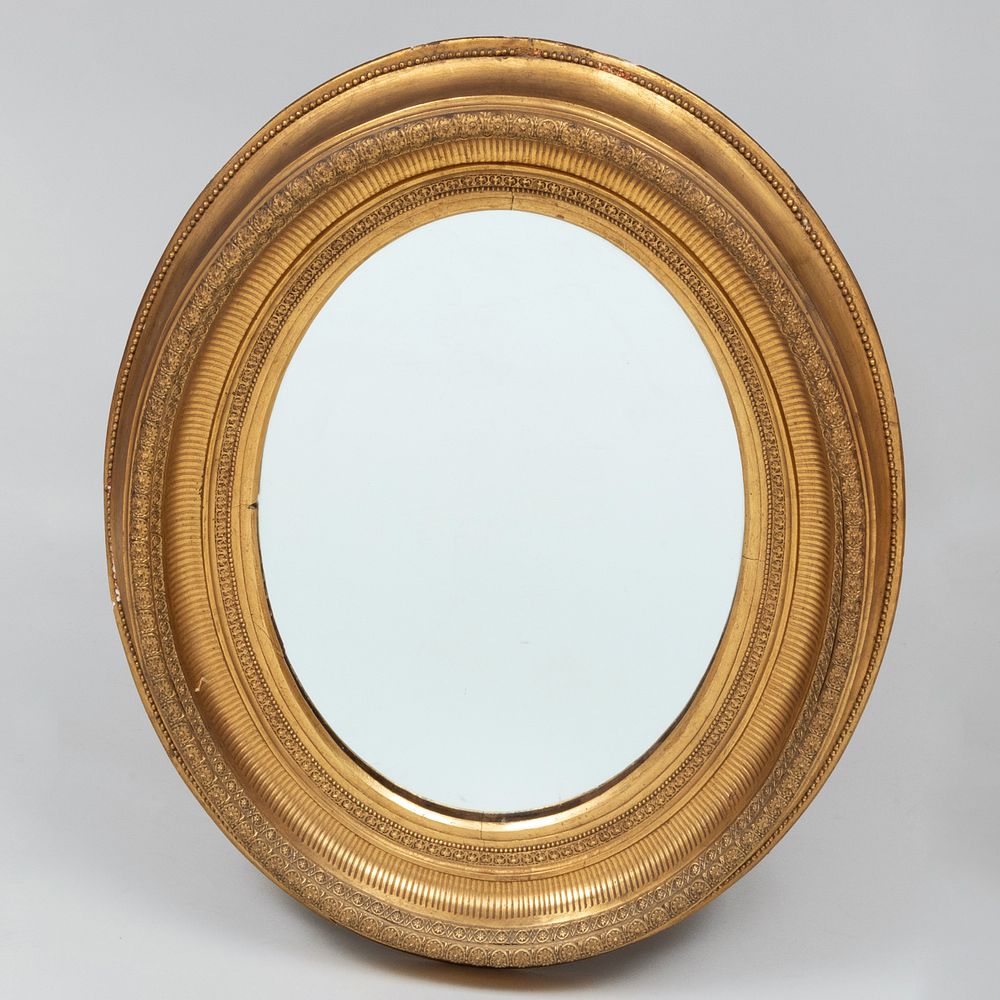 Appraisal: Napoleon III Giltwood Oval Mirror x in John Richardson A