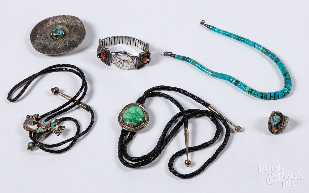 Appraisal: Six pieces of Native American Indian jewelry Six pieces of