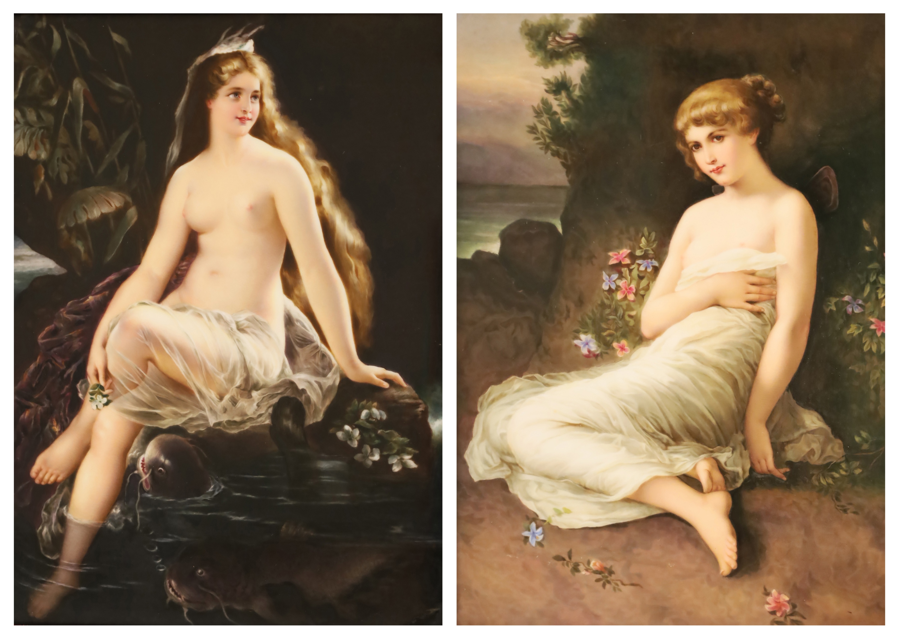 Appraisal: FINE KPM PLAQUES OF APHRODITE AND PSYCHE Finely hand painted