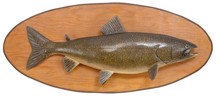 Appraisal: CARVED AND PAINTED LAKE TROUT BY LAWRENCE IRVINE Finely carved