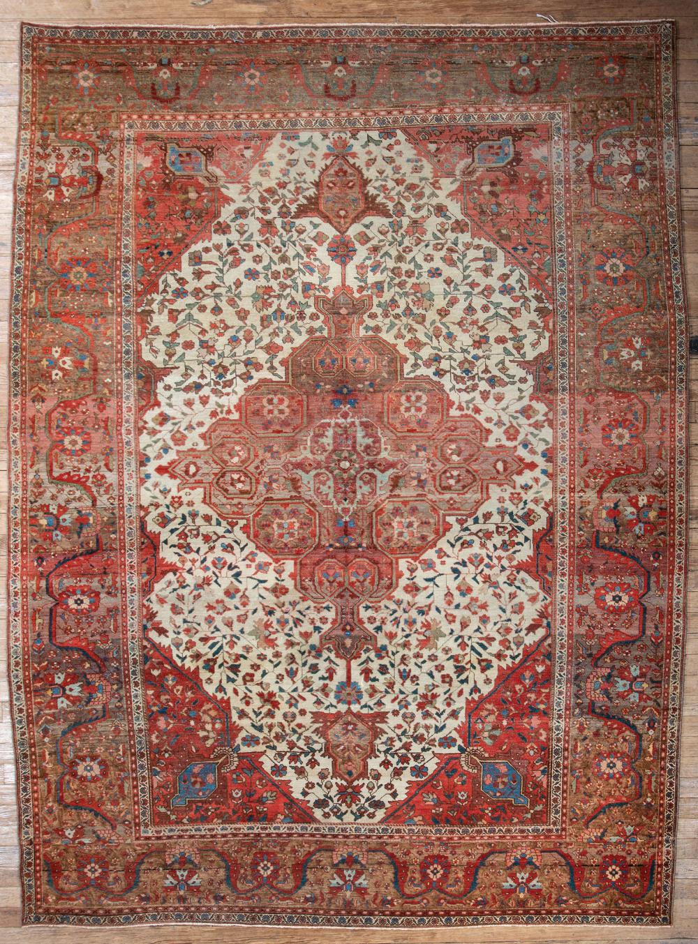 Appraisal: Persian Carpet red and white ground central medallion foliate design