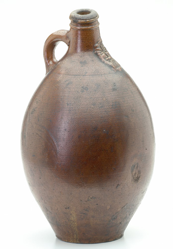 Appraisal: STONEWARE Bellarmine ovoid -liter jug with applied handle and molded