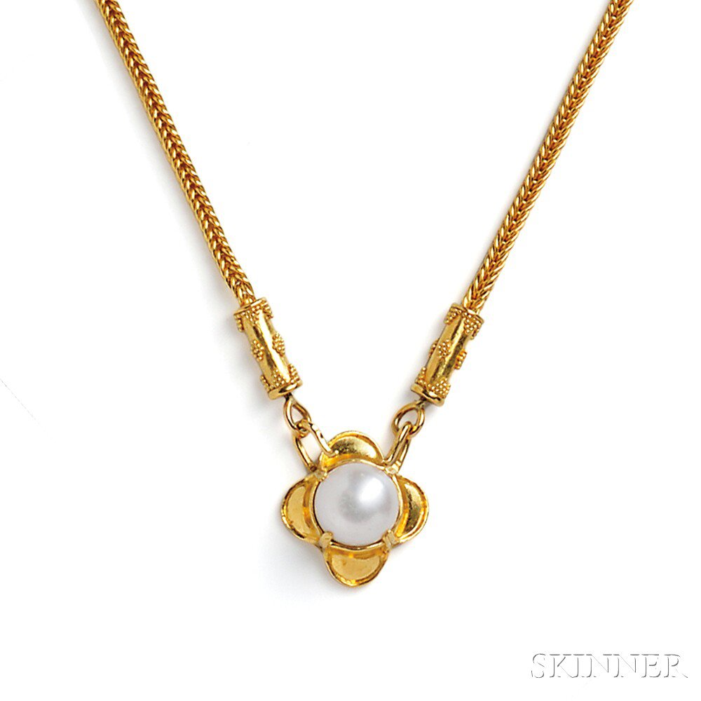 Appraisal: kt Gold and Cultured Pearl Necklace Maija Neimanis the pearl