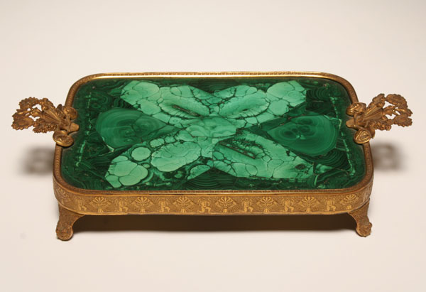 Appraisal: Continental th century malachite gilt metal mounted ink stand tray