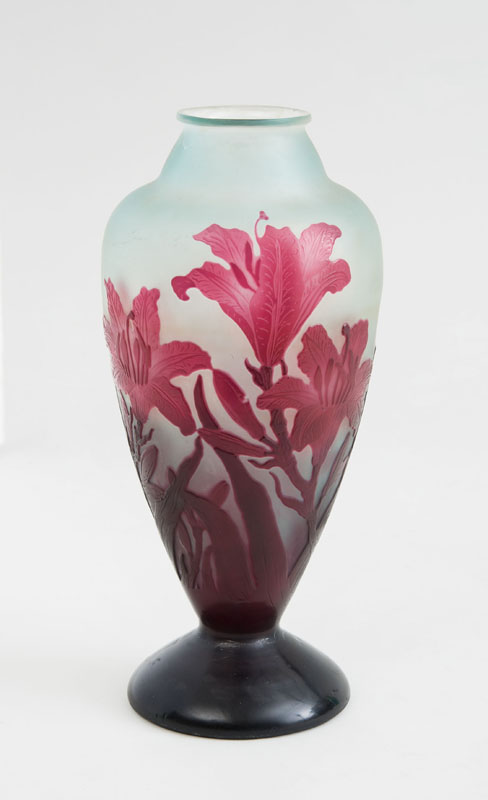 Appraisal: GALL CAMEO GLASS VASE The tapered bowl on flared foot