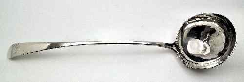 Appraisal: A George III silver Old English pattern soup ladle by