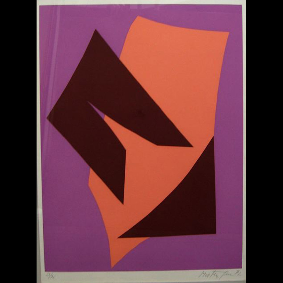 Appraisal: RICHARD MORTENSEN - DANISH VIOLET BACKGROUND COLOUR SILKSCREEN SIGNED AND