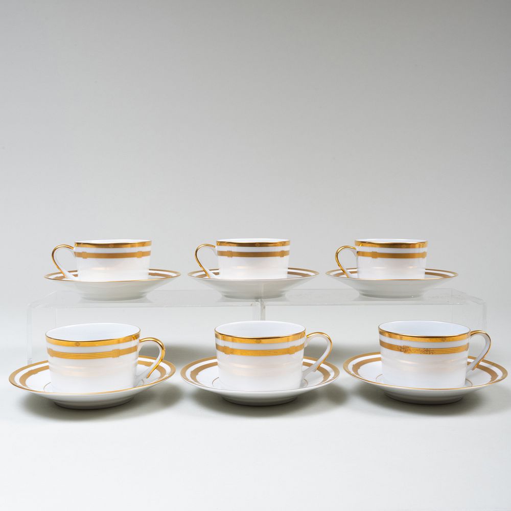 Appraisal: Set of Six Dior Porecelain Tea Cups and Saucers Gilt