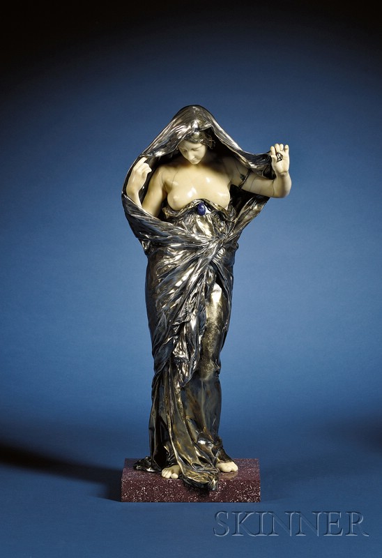 Appraisal: Louis-Ernest Barrias French - Silver and Ivory-mounted Figure of an