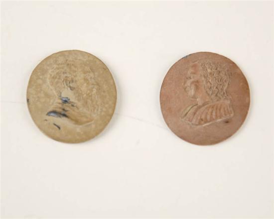 Appraisal: Two Early Hardstone Cameos both unmounted one gray with profile