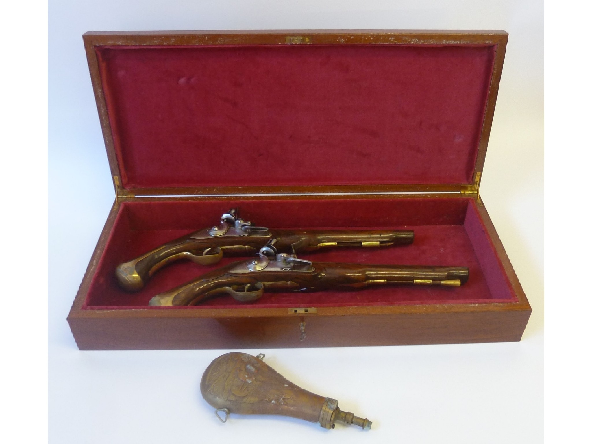 Appraisal: PAIR OF PROBABLY KIT BUILT REPRODUCTION FLINTLOCK HOLDER PISTOLS dark