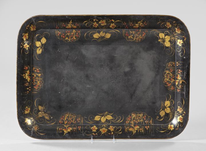 Appraisal: Good Large American Parcel-Gilt Black Tole Tray third quarter th