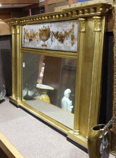 Appraisal: Regency eglomise decorated over mantle mirror Regency eglomise decorated over