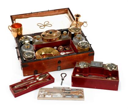 Appraisal: Fine rare French silver-gilt and porcelain 'necessaire de voyage' pierre-noel