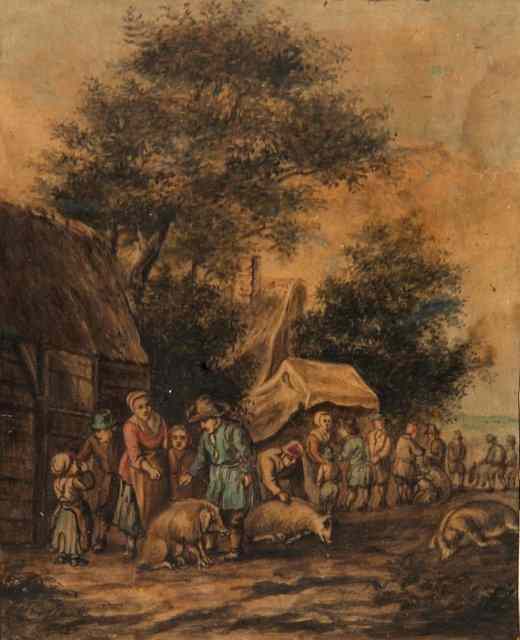 Appraisal: TH CENTURY ENGLISH SCHOOLThe pig fair signed and dated lower