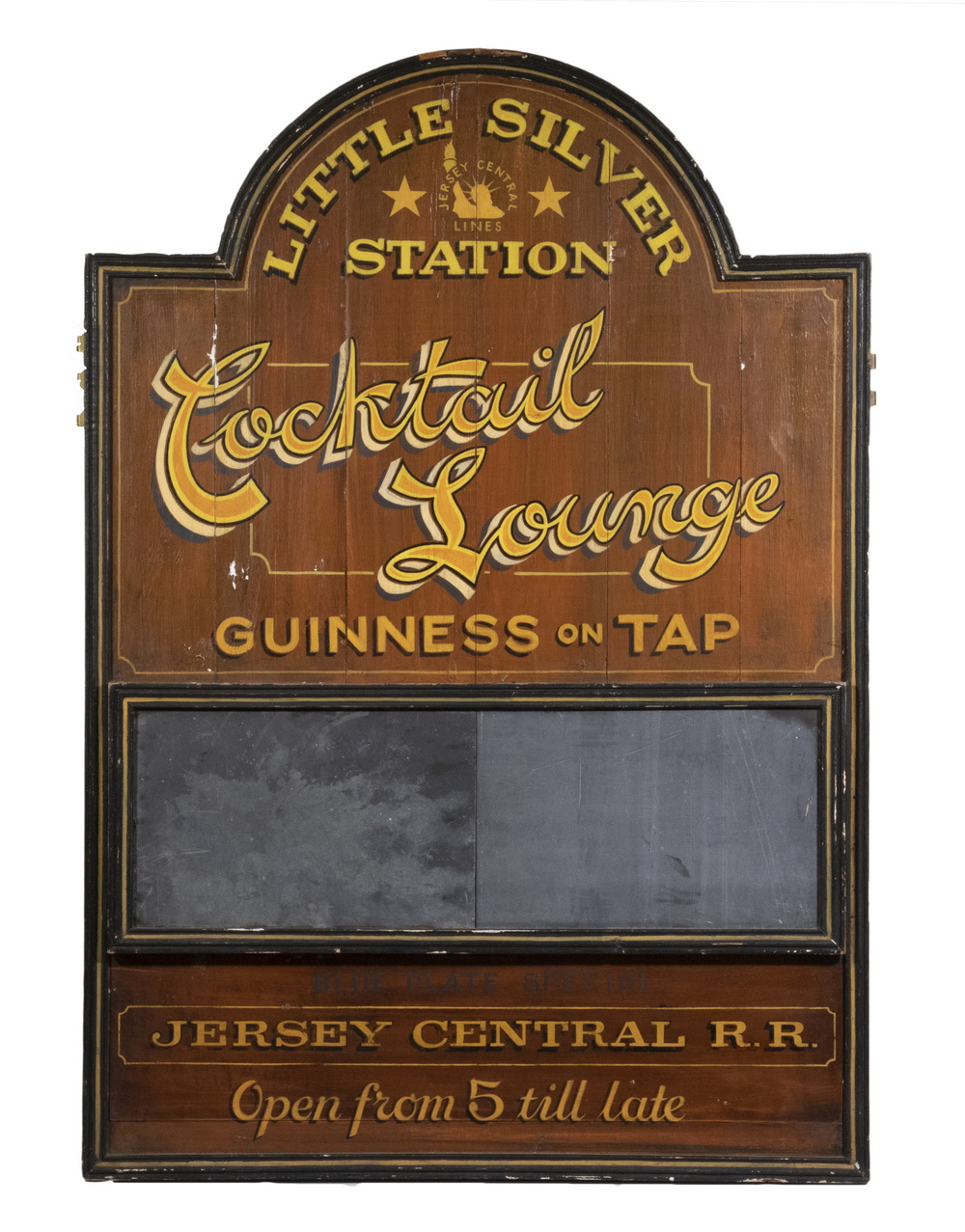 Appraisal: HAND PAINTED ADVERTISING SIGN LITTLE SILVER STATION - JERSEY CENTRAL