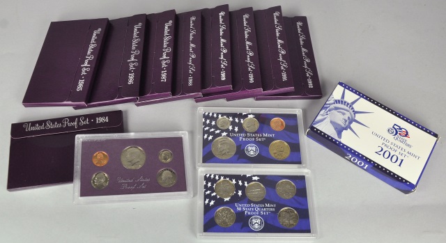 Appraisal: Ten Proof Sets in Mint Issued BoxesDates are through Along