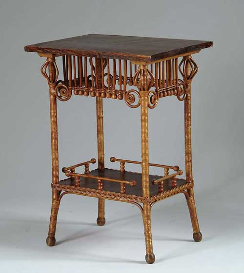 Appraisal: OUTSTANDING VICTORIAN ORNATE WICKER SIDE TABLE OR LAMP STAND This