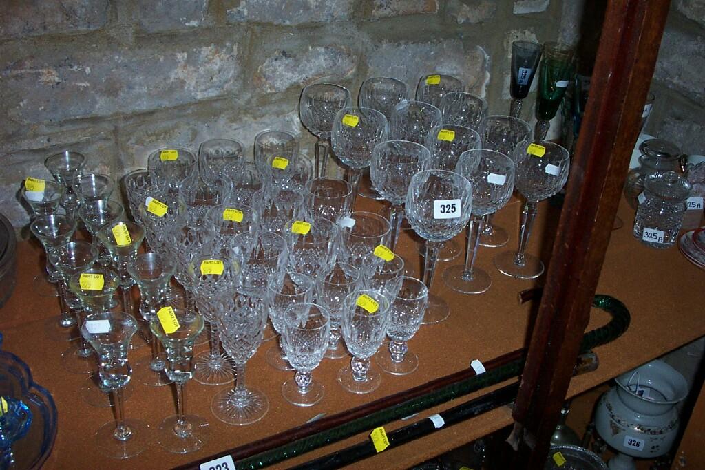 Appraisal: A suite of Waterford crystal cut glass drinking glasses in