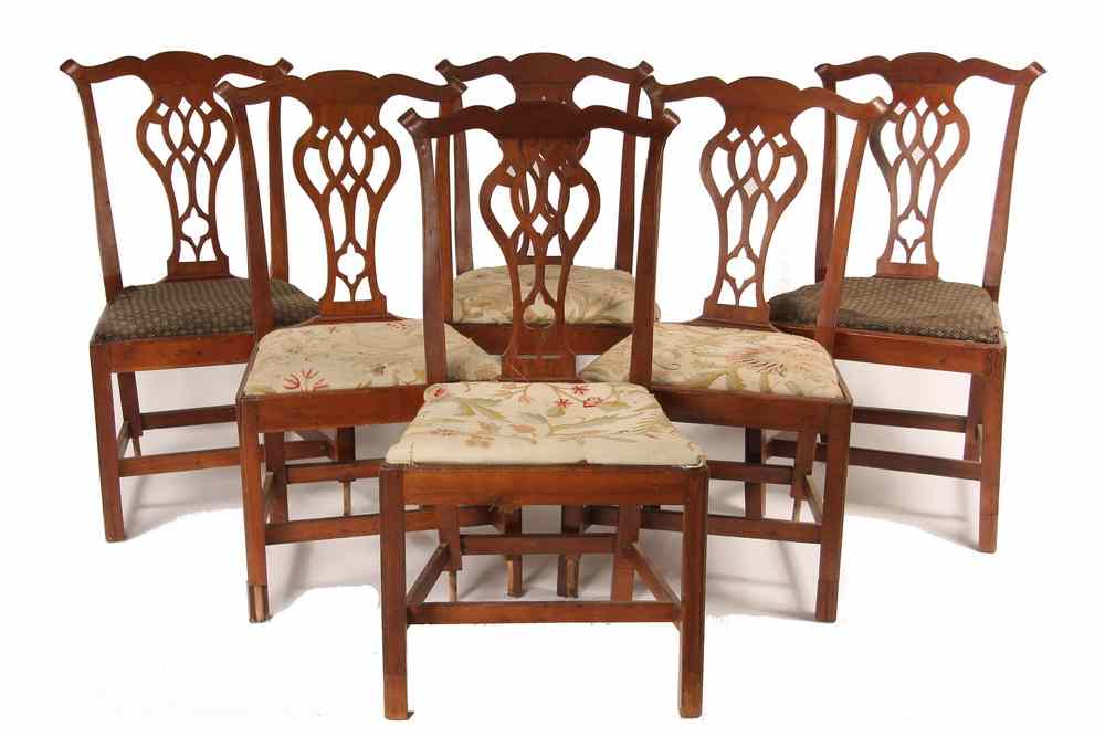 Appraisal: SET PERIOD CHAIRS - Set of Six th c Chippendale