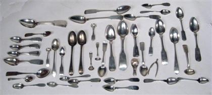 Appraisal: Assortment of American silver spoons th th century Mostly fiddle