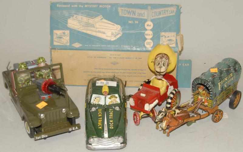 Appraisal: Four Tin Toys One Dick Tracy Wind-up police car in