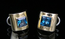 Appraisal: A Pair of Michael Dawkins Gold Blue Topaz Earrings k