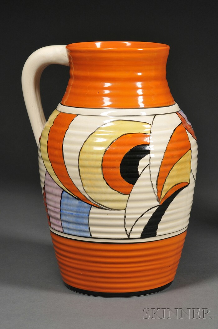 Appraisal: Clarice Cliff Fantasque Swirls Pattern Single-handled Lotus Jug Art Deco