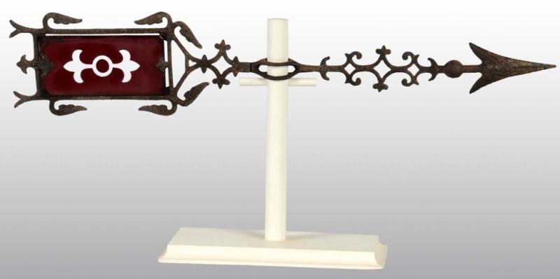 Appraisal: Antique Wrought Iron Weathervane with Ruby Glass Description Double fleur-de-lis