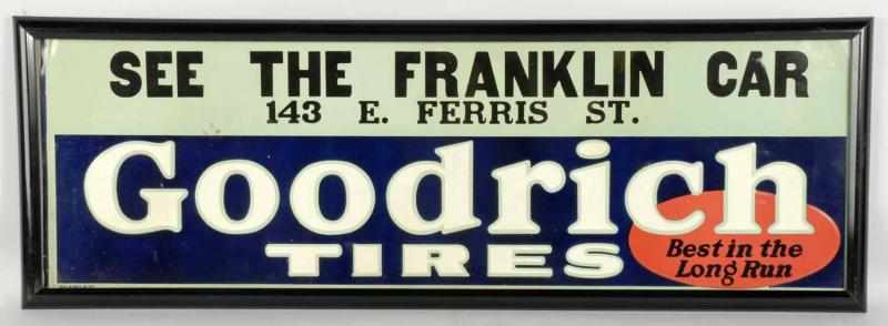 Appraisal: Framed Embossed Goodrich Tires Advertising Sign Description Circa s Nice