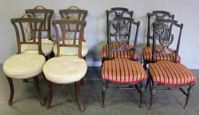 Appraisal: Set of Brass Mounted Chairs with a Set of Victorian