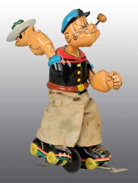 Appraisal: Tin Popeye the Skater Wind-Up Toy Description Japanese Working Marked