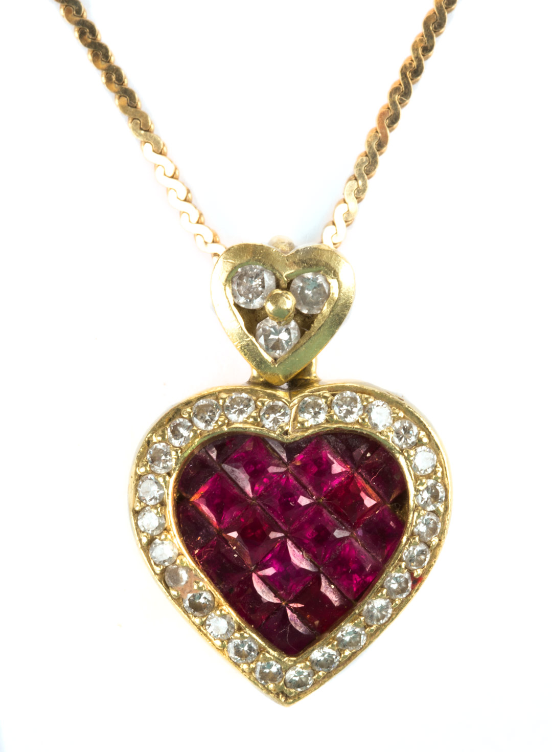 Appraisal: A Ruby Diamond Heart Pendant Necklace in K suspending a