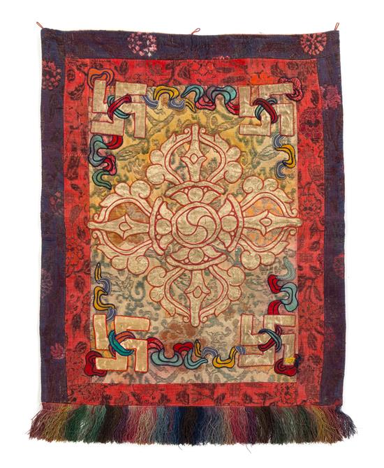 Appraisal: Sale Lot A Small Tibetan Brocade Hanging Panel th th