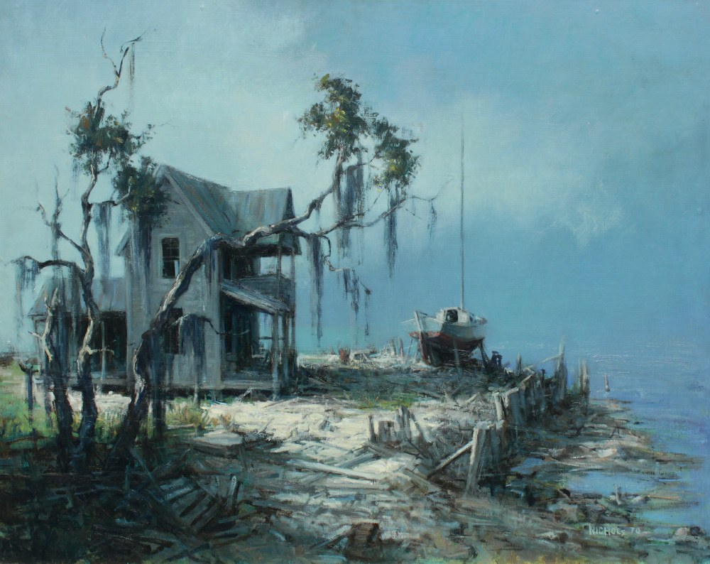 Appraisal: NICHOLS Roy American th Century ''January Morning'' Florida Dockside Scene