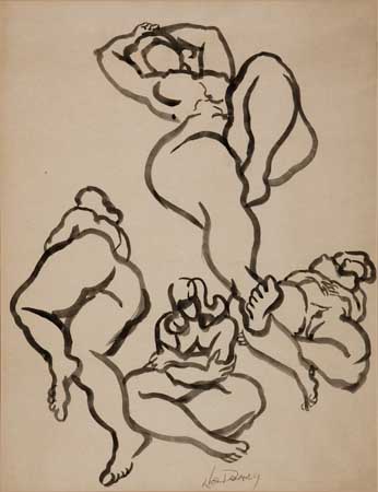 Appraisal: JOSEPH DELANEY - Nude Studies Brush and India ink on