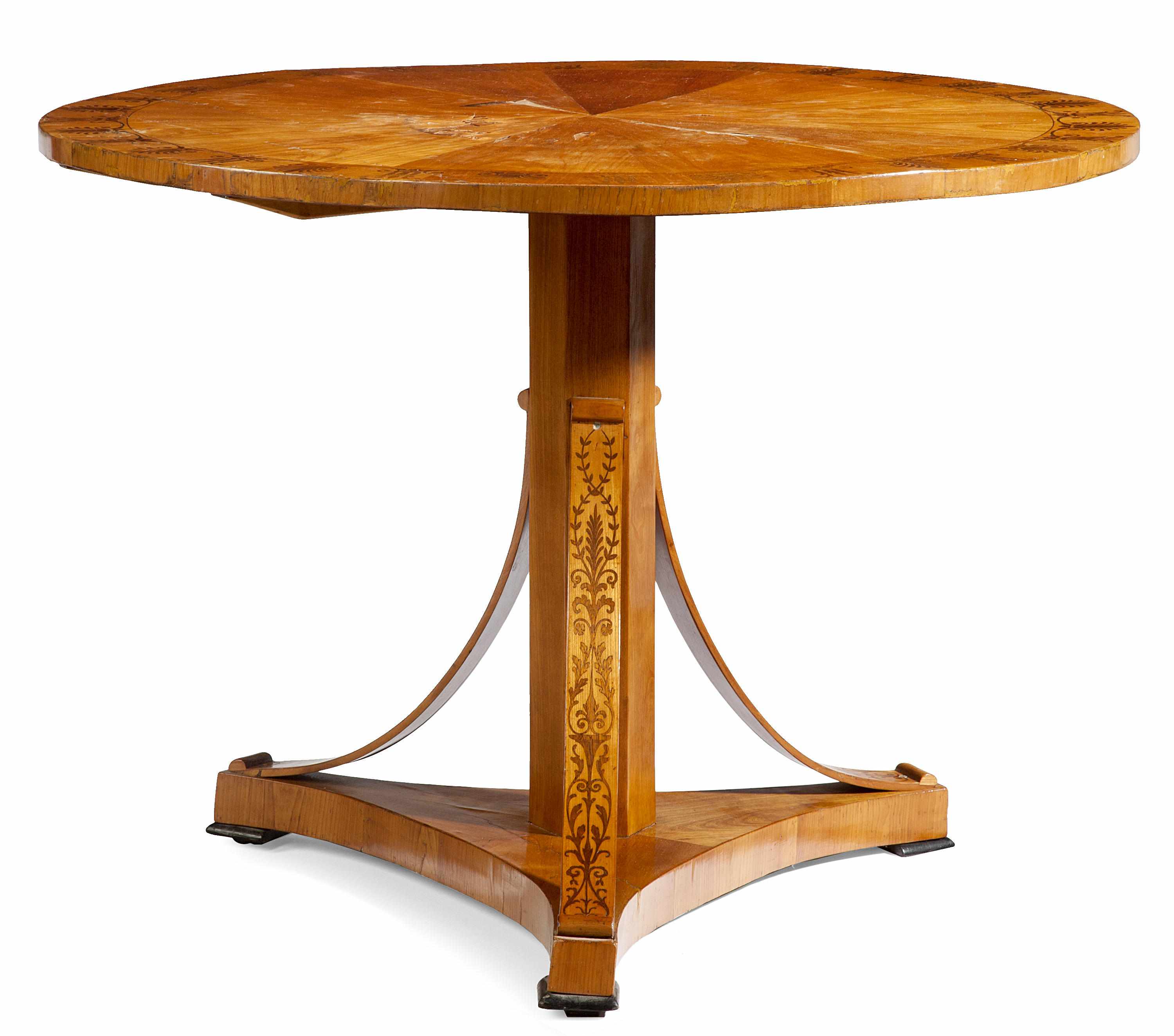 Appraisal: A Continental Neoclassical inlaid walnut center table early th century