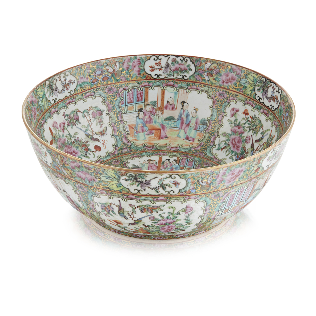 Appraisal: FAMILLE ROSE PUNCH BOWL QING DYNASTY TH CENTURY brightly enamelled