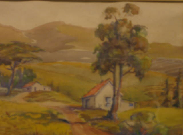 Appraisal: BERNARD SHEPRO AMERICAN - California landscape with houses watercolor on