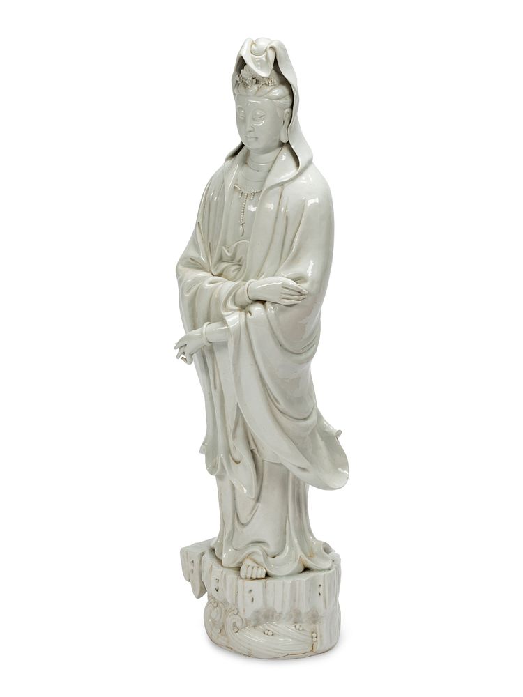 Appraisal: A Large Chinese Export White Glazed Porcelain Figure of Guanyin