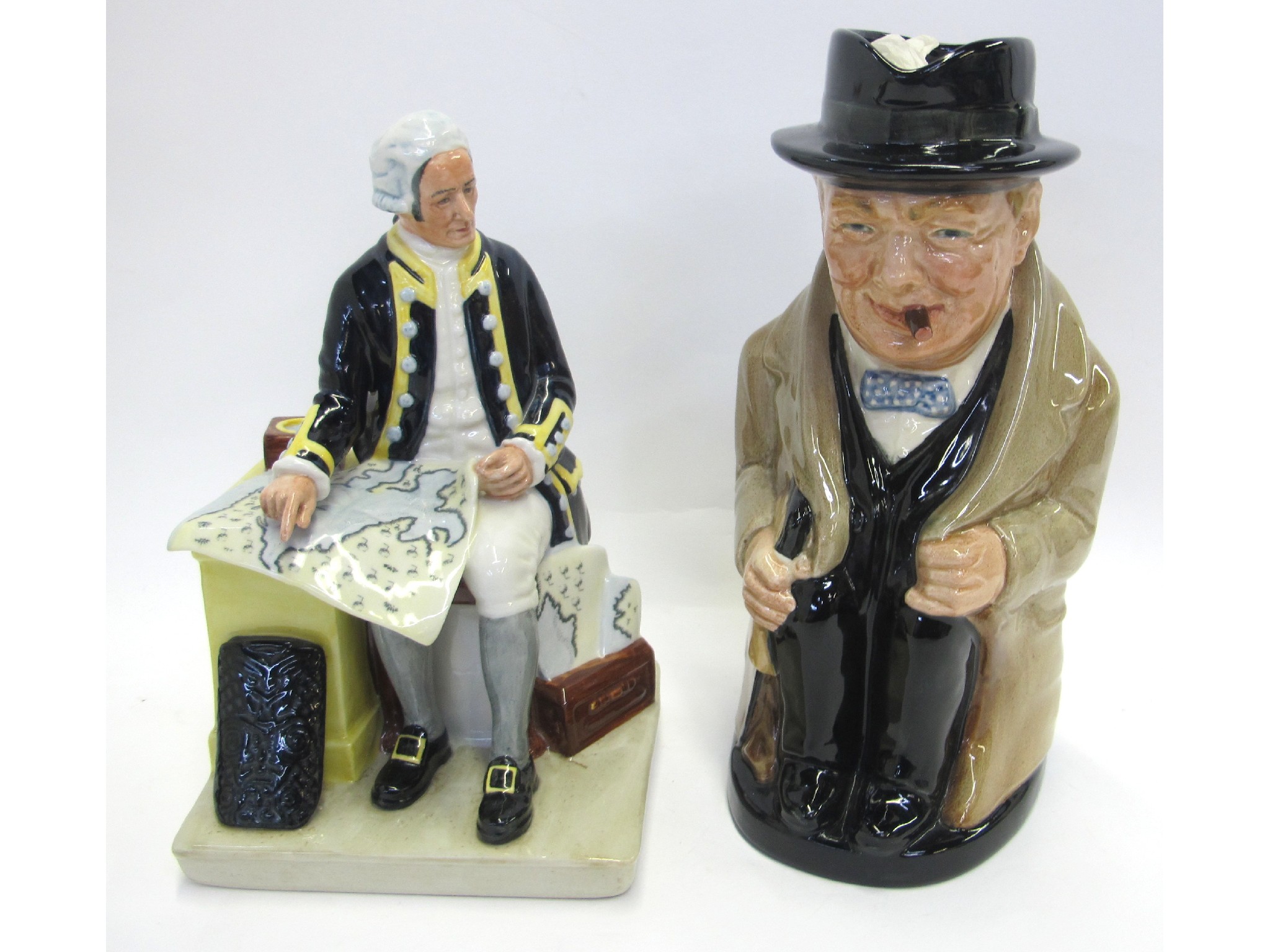 Appraisal: Two Royal Doulton figures Captain Cook Sir Winston Churchill