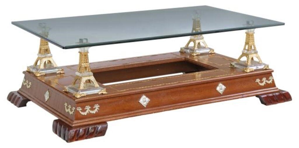 Appraisal: French Eiffel Tower coffee table late th c later beveled