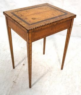 Appraisal: Antique Figured Maple Side Table Tone Black B Antique Figured