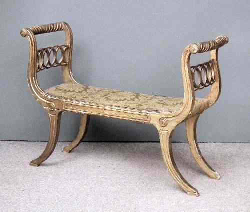 Appraisal: A th Century gilt framed window seat with scroll back