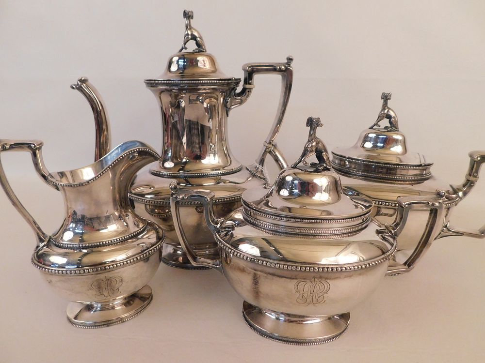 Appraisal: BOSTON COIN SILVER TEA SET WITH DOG Rare Boston coin