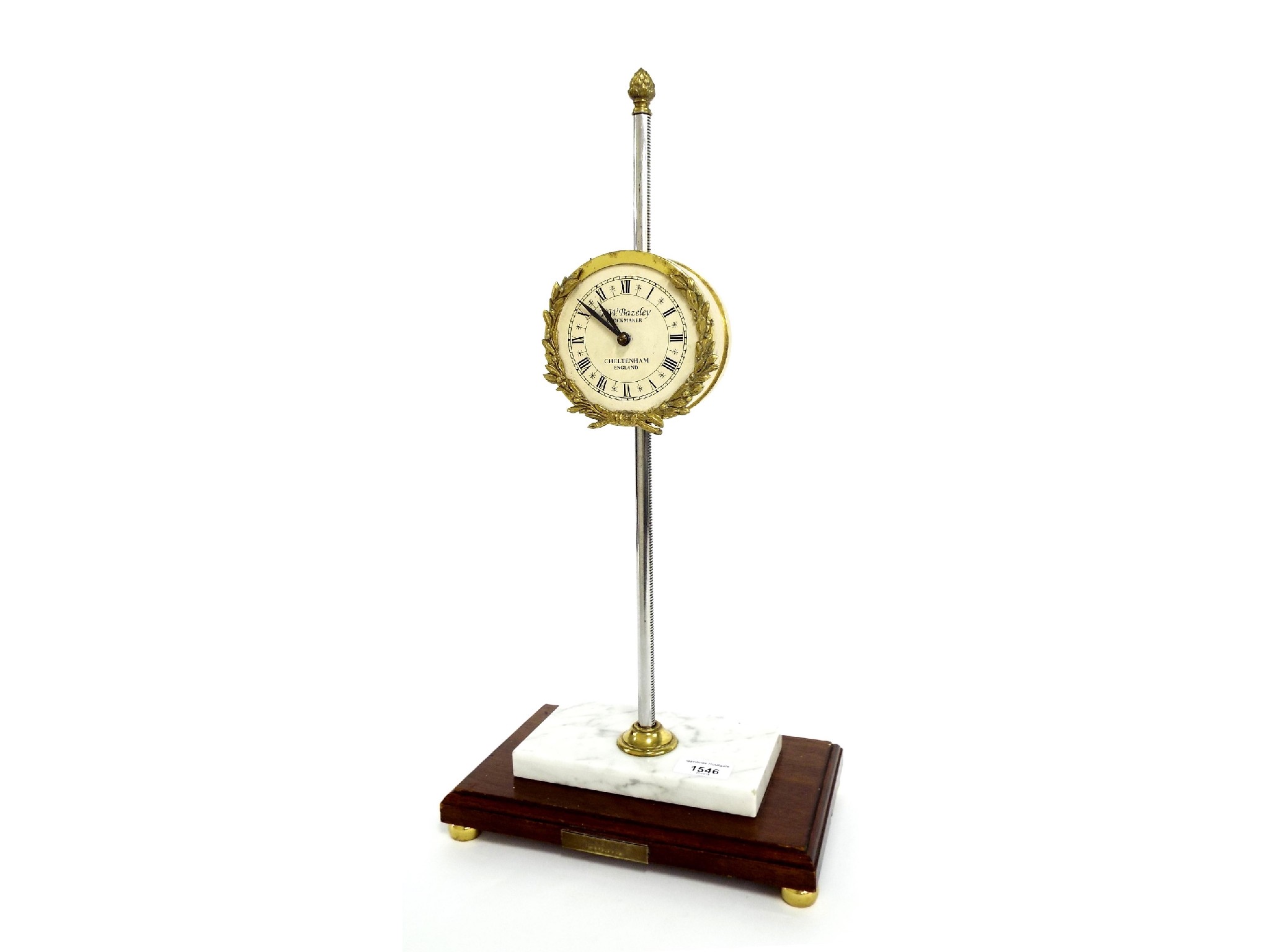 Appraisal: Limited edition gravity rack clock the silvered dial signed T