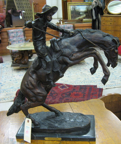 Appraisal: AFTER FREDERIC SACKRIDER REMINGTON American - Bronco Buster patinated bronze