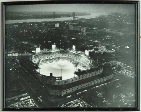 Appraisal: TWO FRAMED PRINTS Photographic print of a baseball stadium at